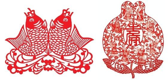 Papier découpé chinois motif pivoine et phénix décoration asiatique 